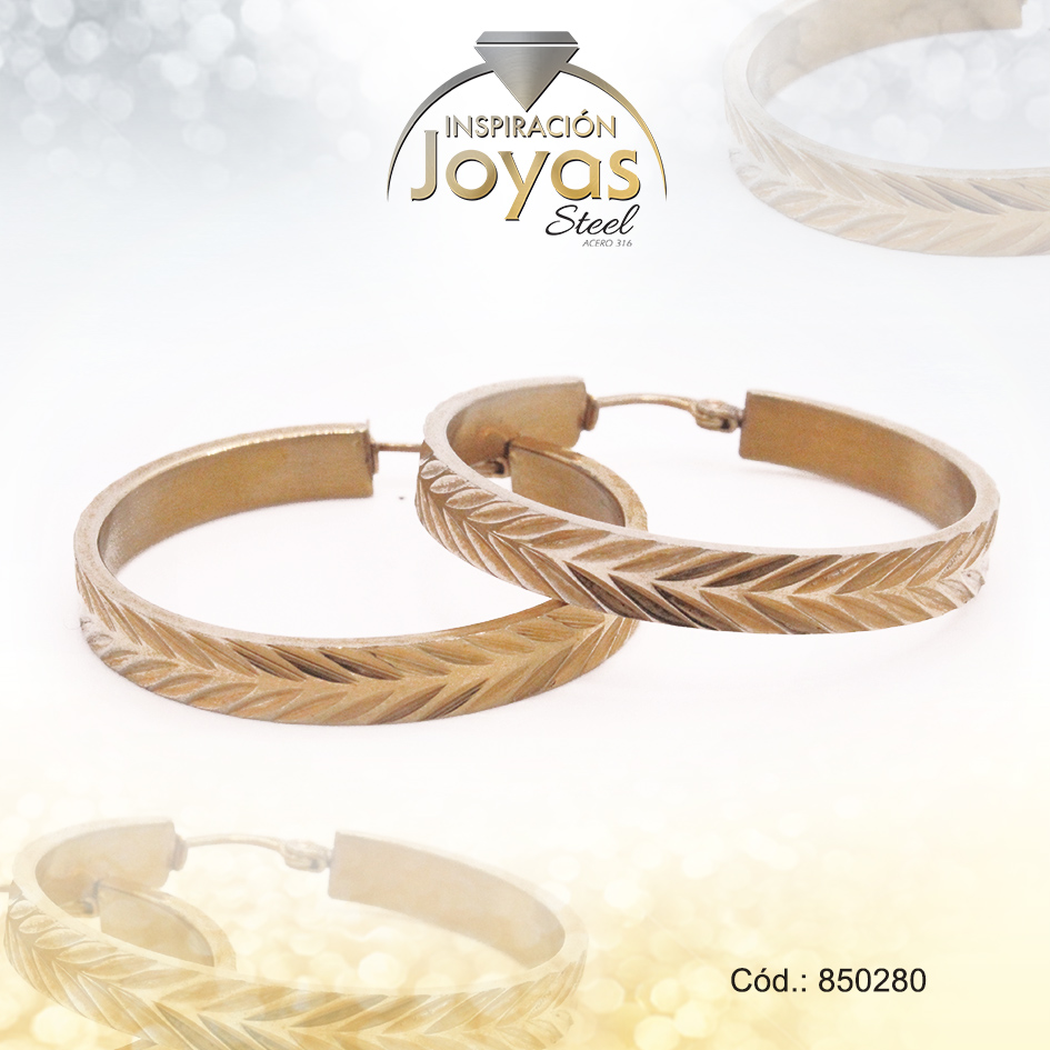 Argolla de Acero Variado Dorado Círculo - 850280