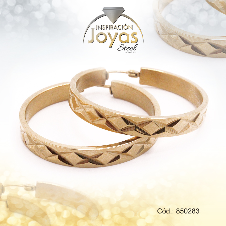 Argolla de Acero Variado Dorado Círculo - 850283