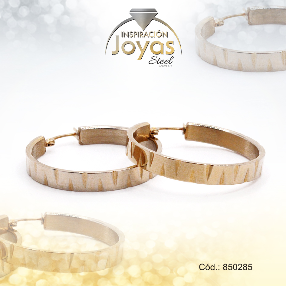 Argolla de Acero Variado Dorado Círculo - 850285