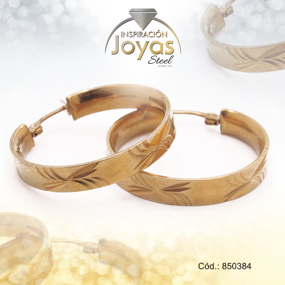 Argolla de Acero Variado Dorado Círculo - 850384