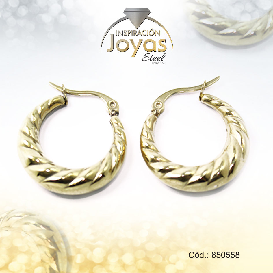 Argolla de Acero Variado Dorado Círculo - 850558