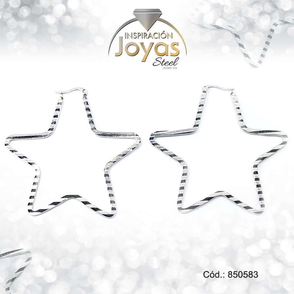 Argolla de Acero Forma Geométrica Plateado Estrella - 850583