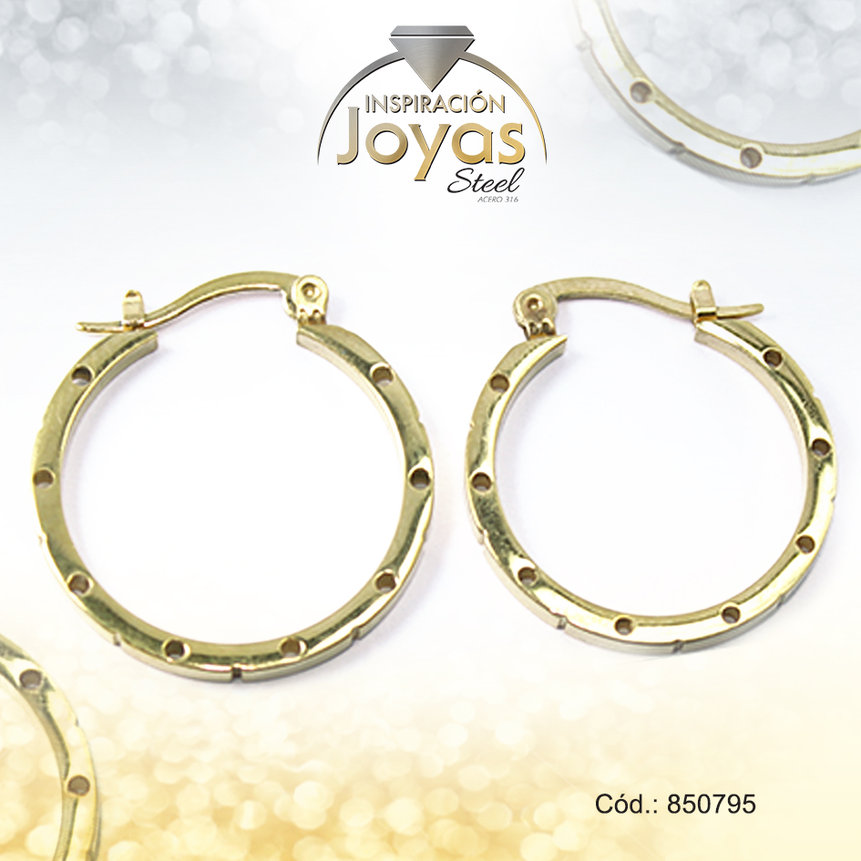 Argolla de Acero Variado Dorado Círculo - 850795