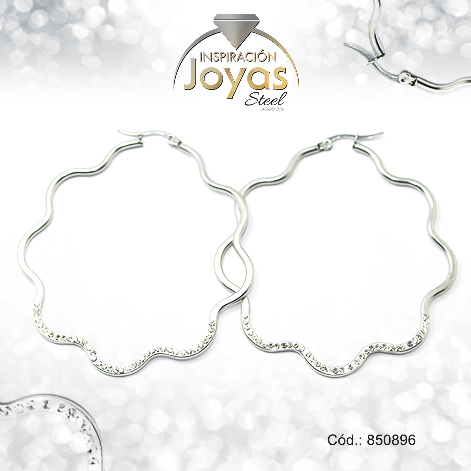 Argolla de Acero Micro Circón Plateado Trébol - 850896