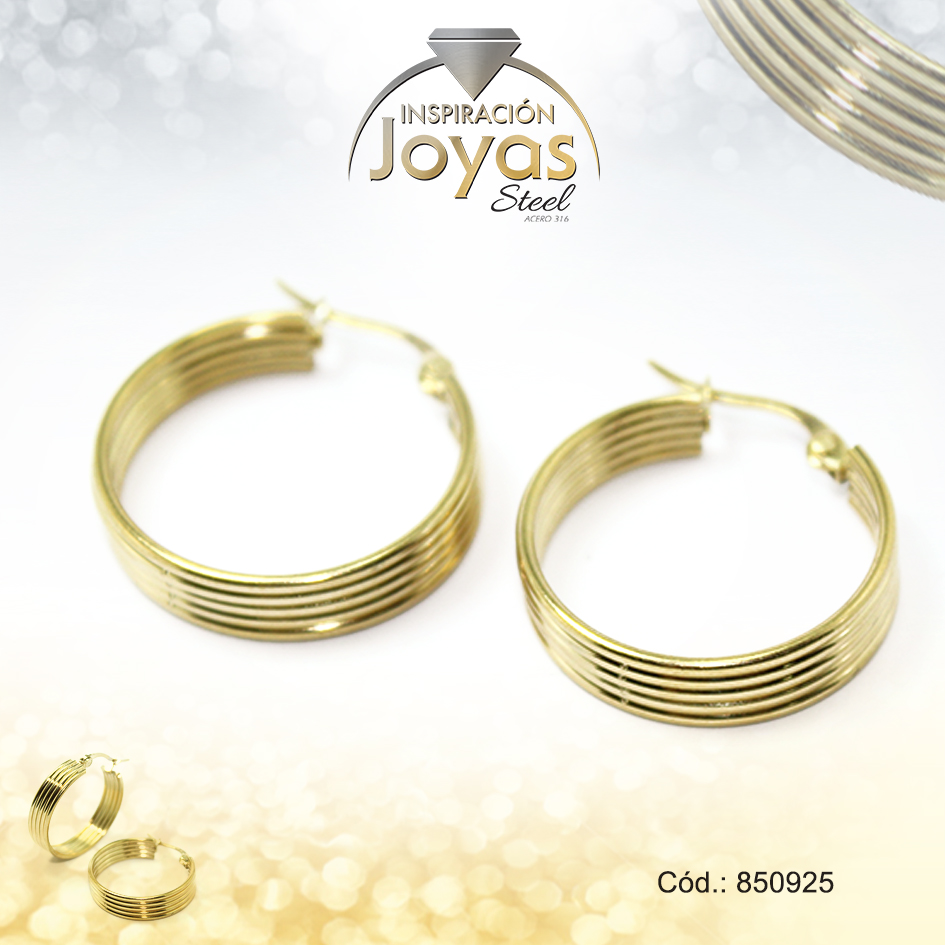 Argolla de Acero Variado Dorado Círculo - 850925