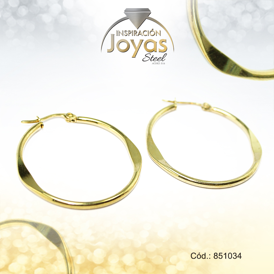 Argolla de Acero Variado Dorado Círculo - 851034