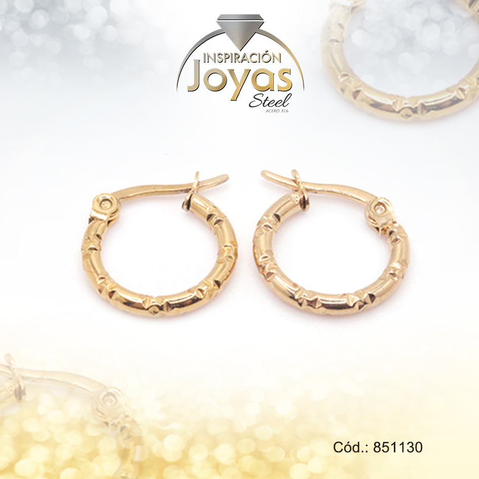 Argolla de Acero Variado Dorado Círculo - 851130