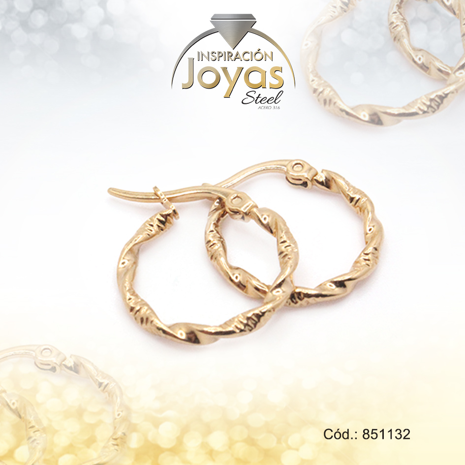 Argolla de Acero Variado Dorado Círculo - 851132