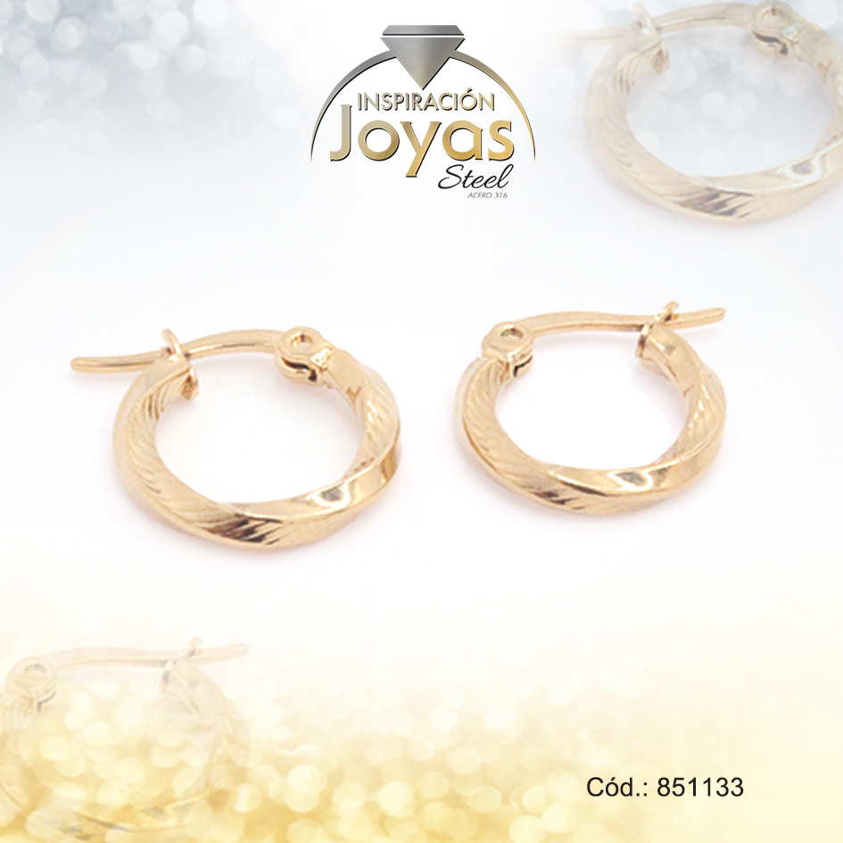 Argolla de Acero Variado Dorado Círculo - 851133