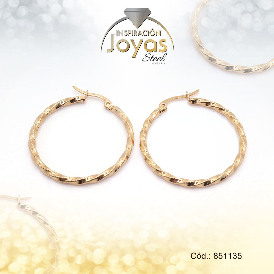 Argolla de Acero Variado Dorado Círculo - 851135