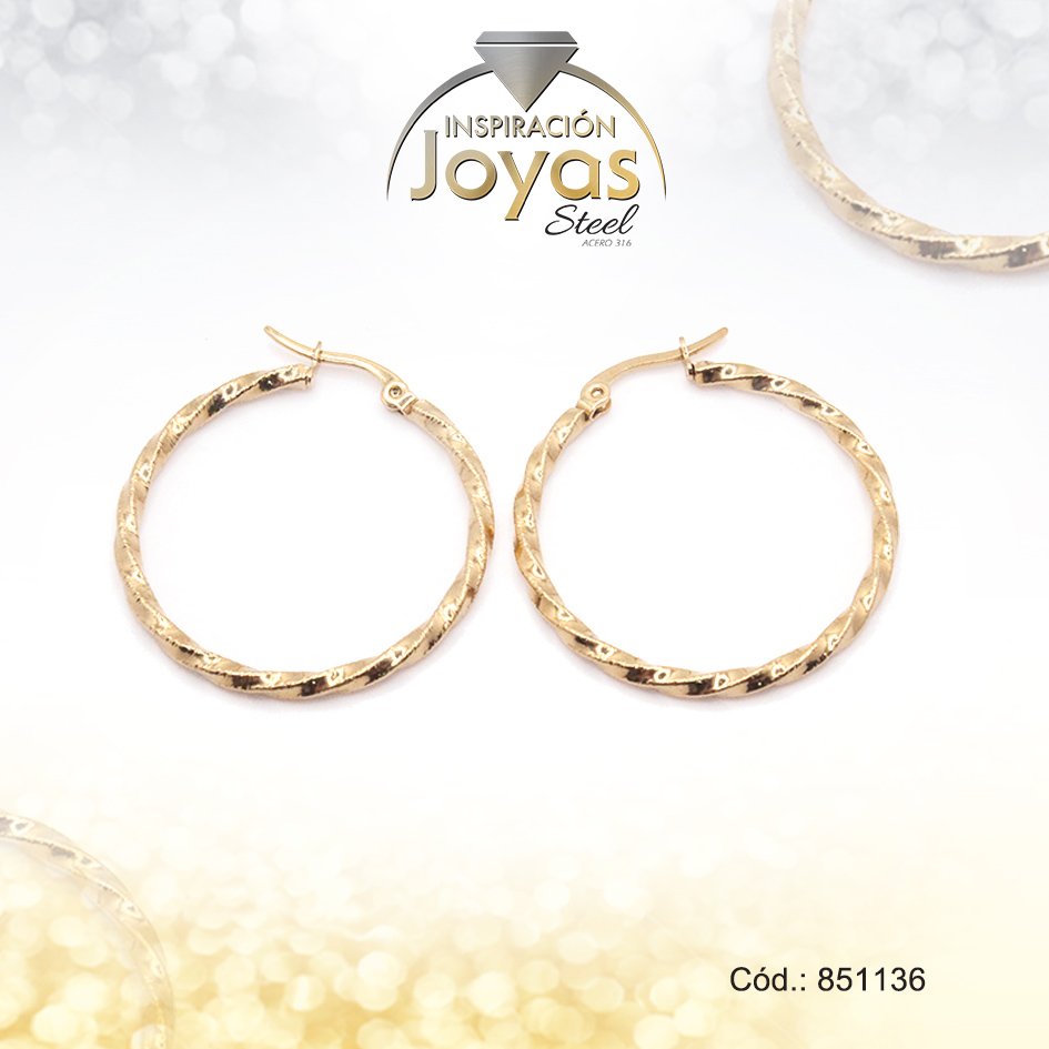 Argolla de Acero Variado Dorado Círculo - 851136