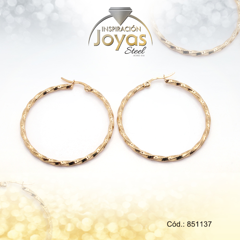 Argolla de Acero Variado Dorado Círculo - 851137