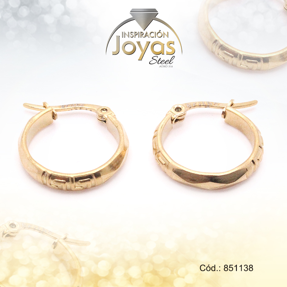 Argolla de Acero Variado Dorado Círculo - 851138