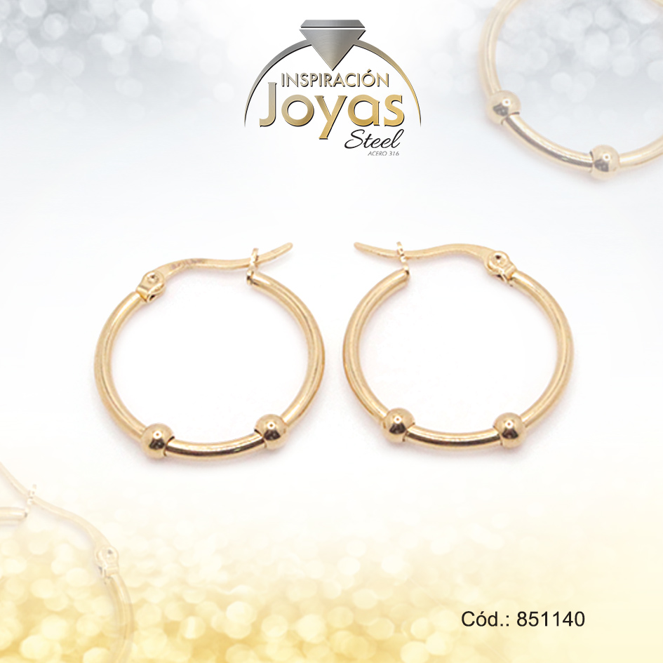Argolla de Acero Variado Dorado Círculo - 851140