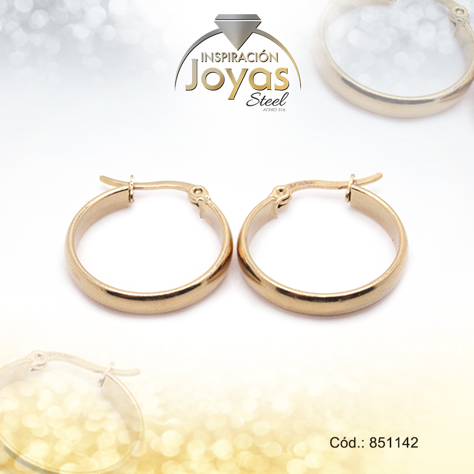 Argolla de Acero Variado Dorado Círculo - 851142
