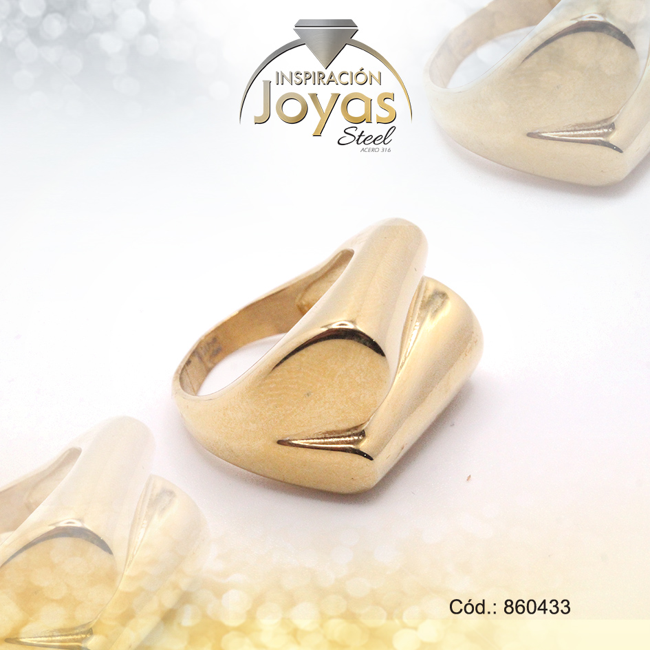 Anillo de Acero Variado Dorado Talla - 860433