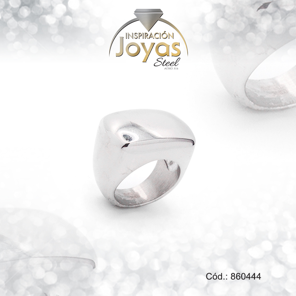 Anillo de Acero Caballero Plateado Cuadrado Talla 7 - 860444