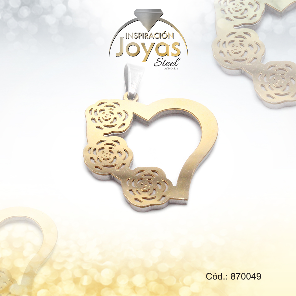 Dije de Acero Variado 2 Tonos Corazón - 870049