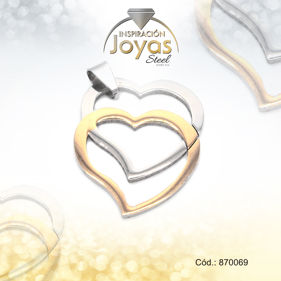 Dije de Acero Variado 2 Tonos Corazón - 870069