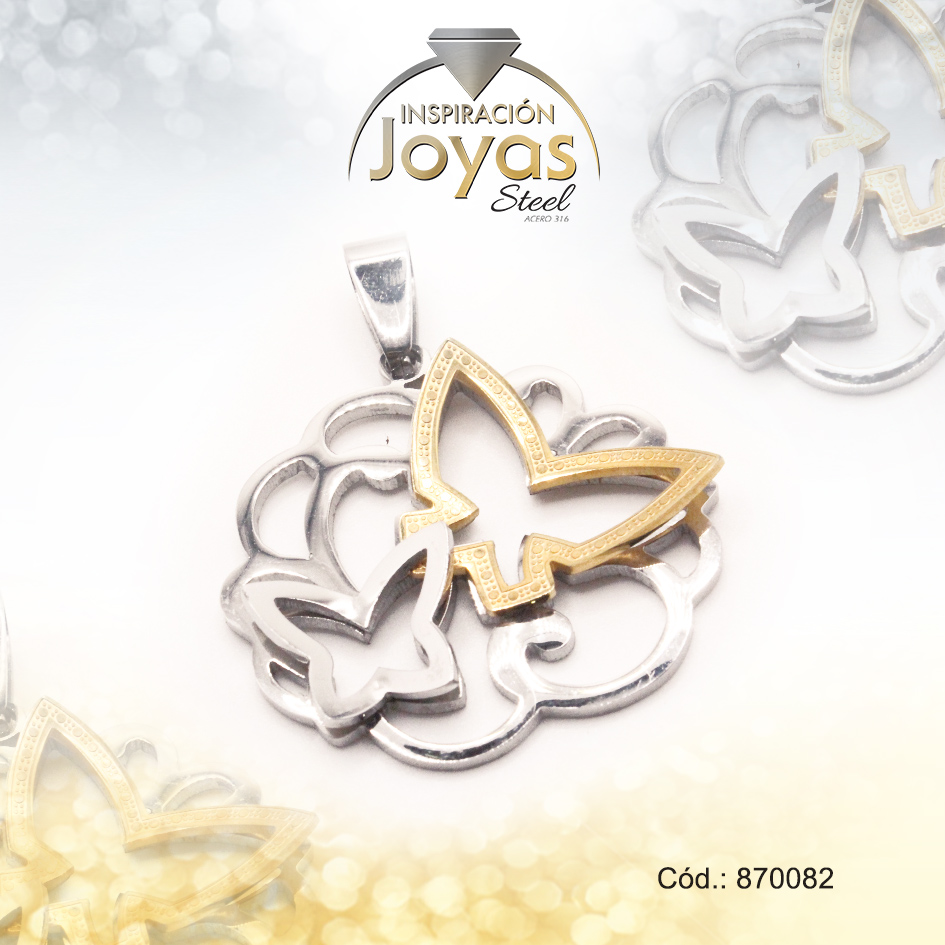 Dije de Acero Variado 2 Tonos Mariposa - 870082