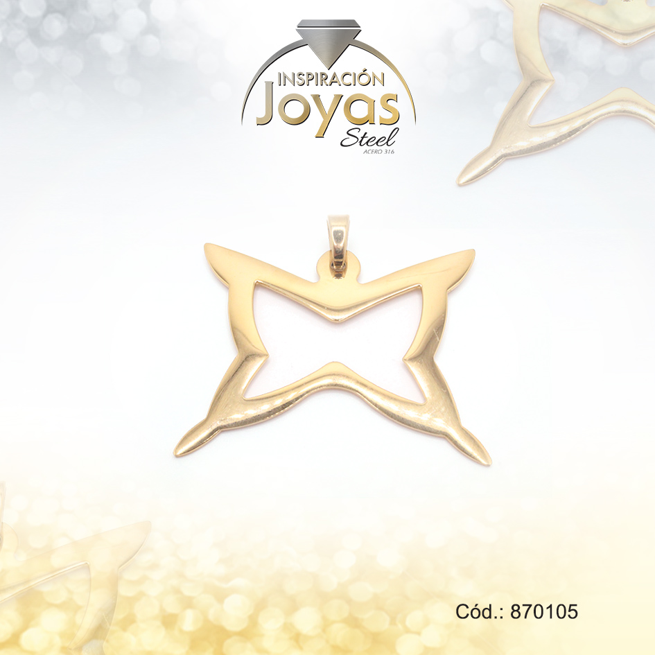 Dije de Acero Variado Dorado Mariposa - 870105