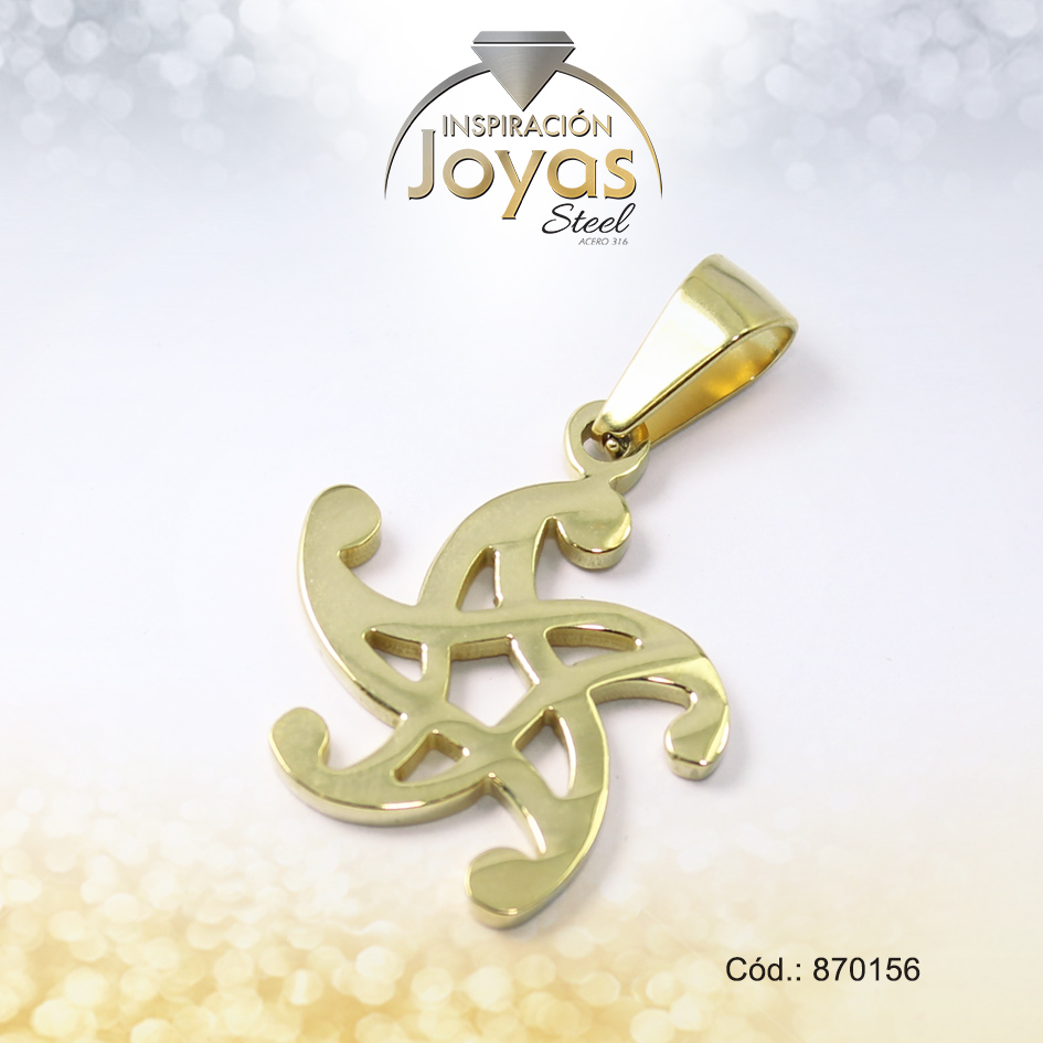 Dije de Acero Religioso Dorado Estrella de David - 870156
