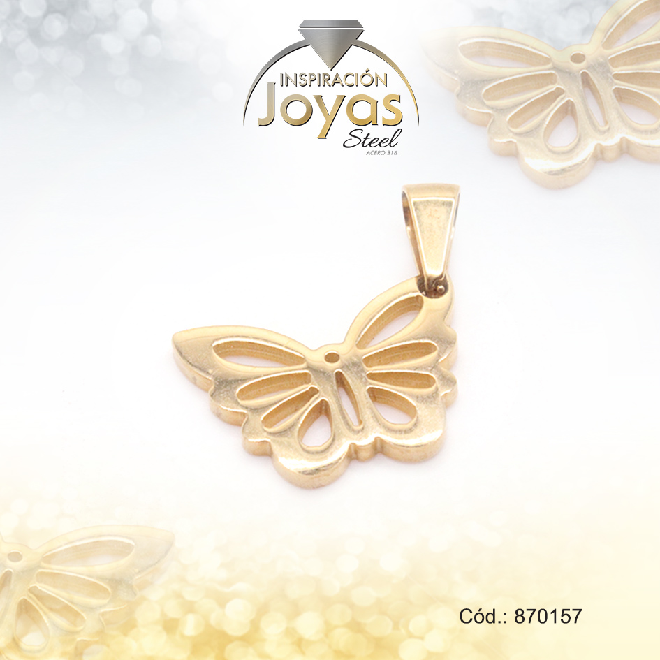 Dije de Acero Variado Dorado Mariposa - 870157