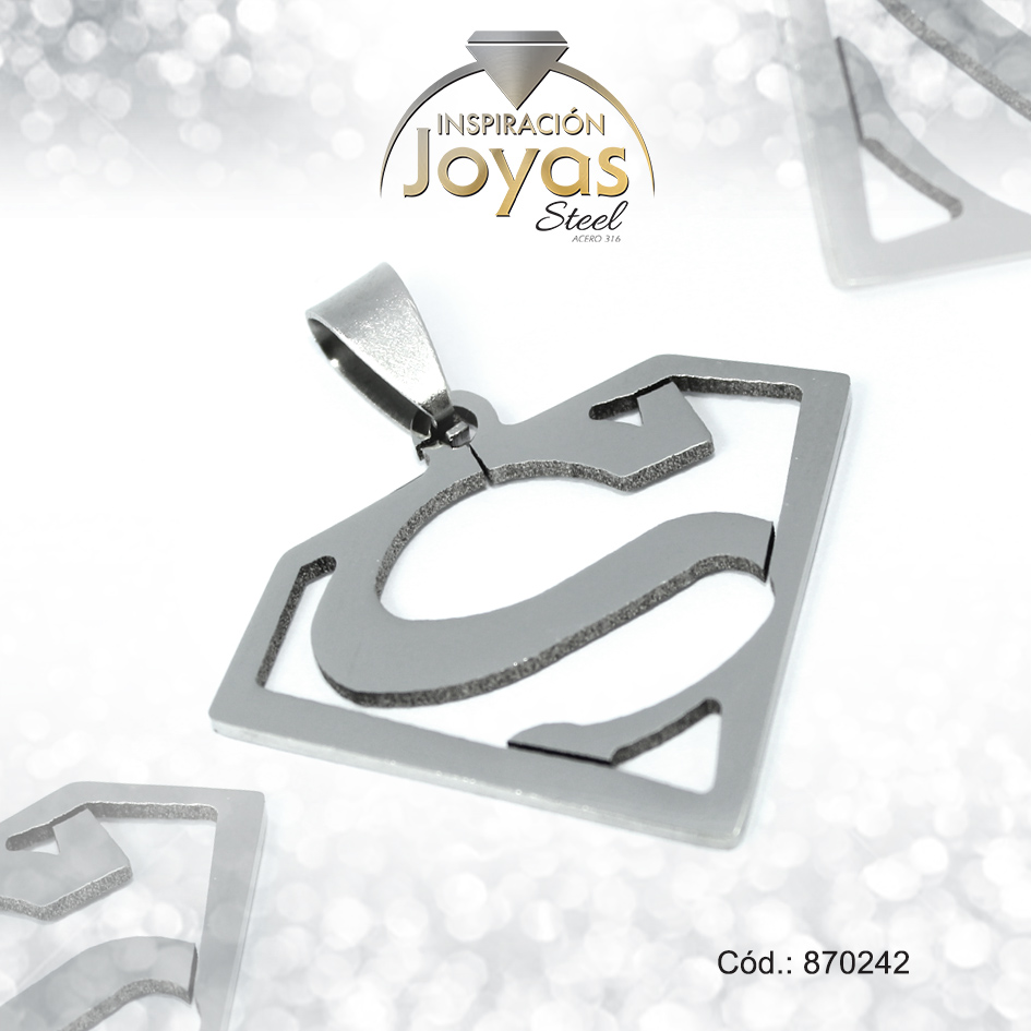 Dije de Acero Variado Plateado Super Man - 870242