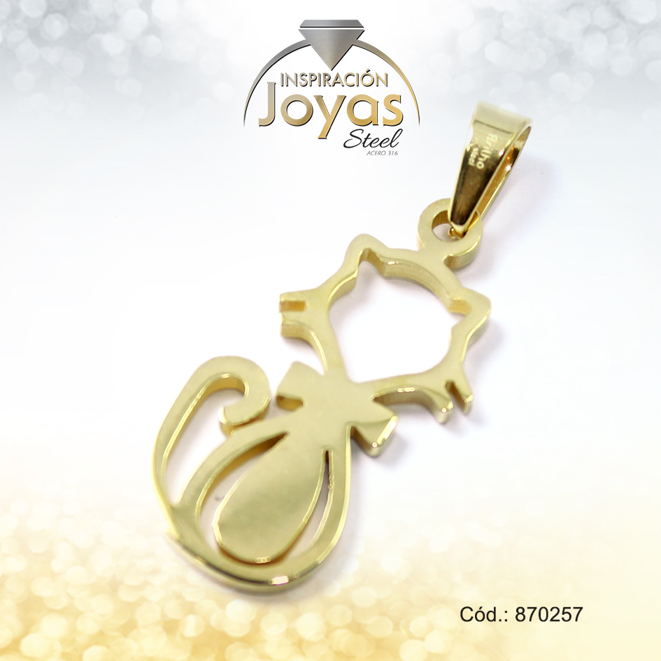 Dije de Acero Variado Dorado Gato - 870257