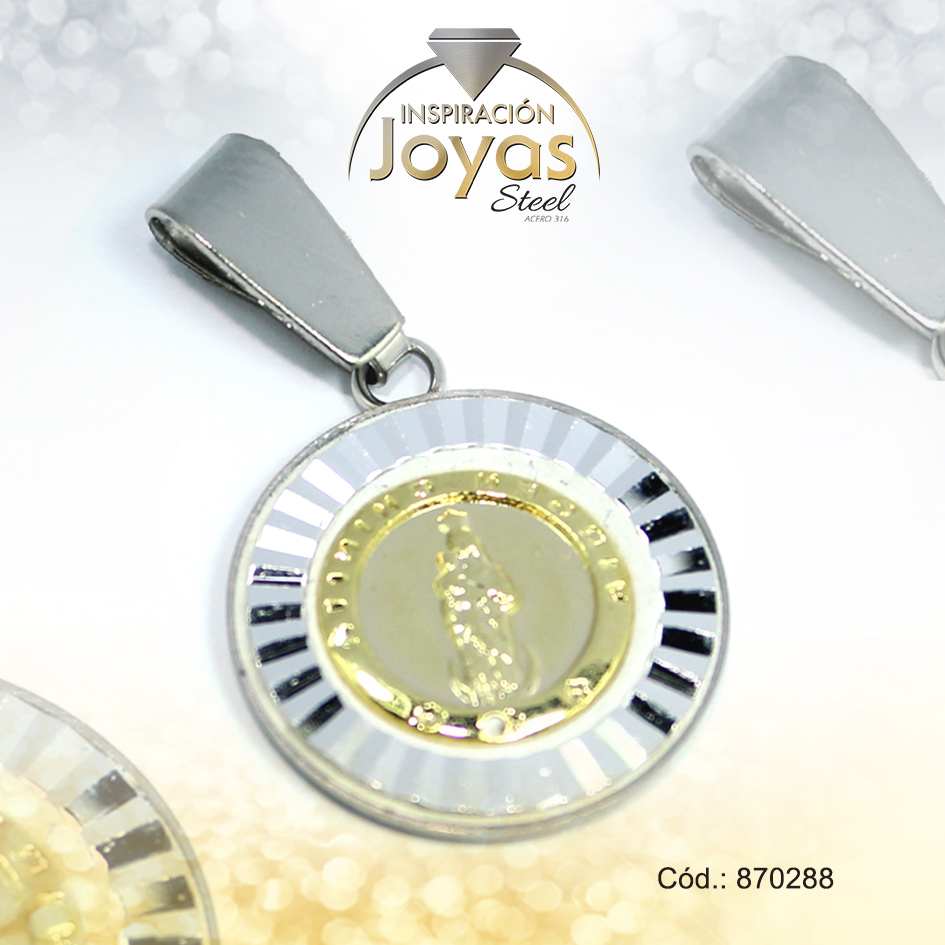 Dije de Acero Religioso 2 Tonos Virgen Divina Pastora - 870288