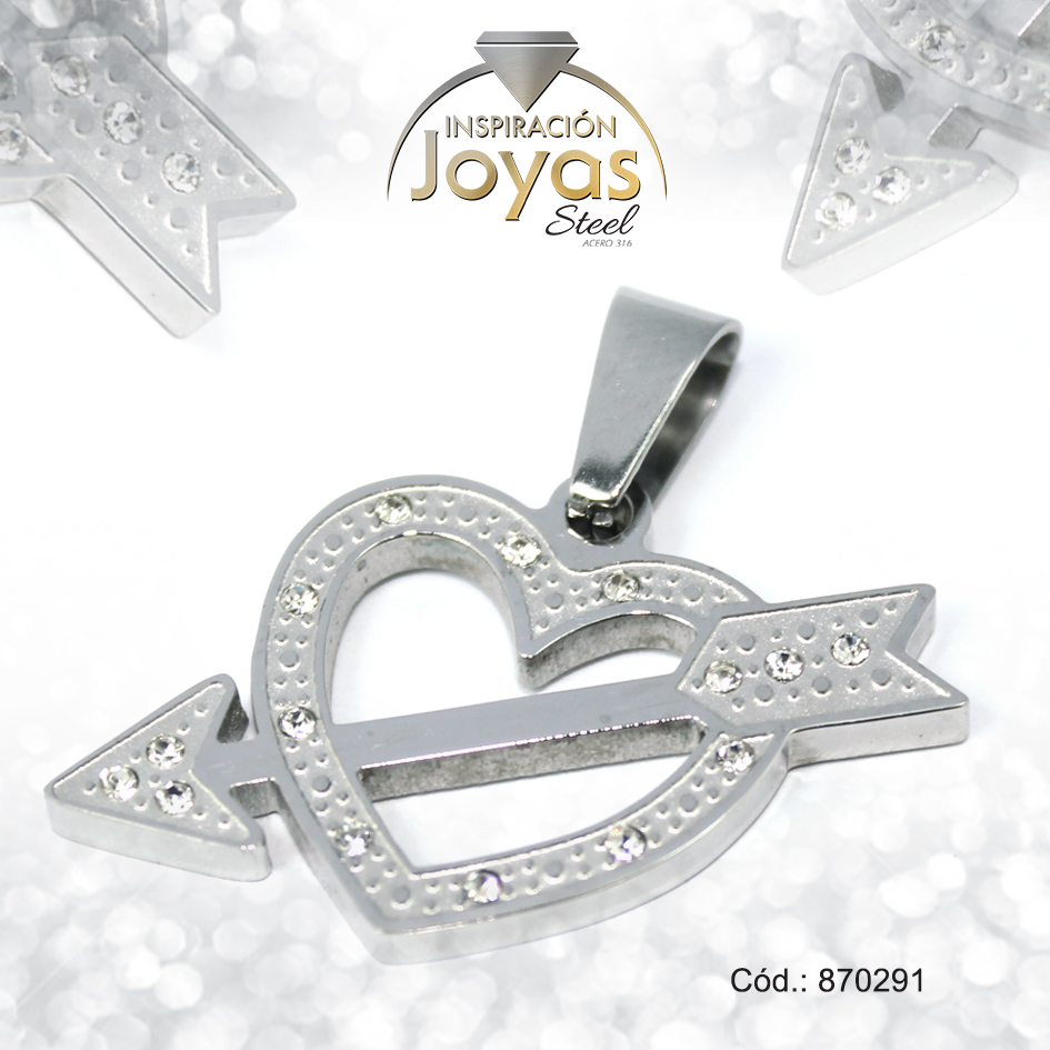 Dije de Acero Aleación Circón Plateado Corazón - 870291