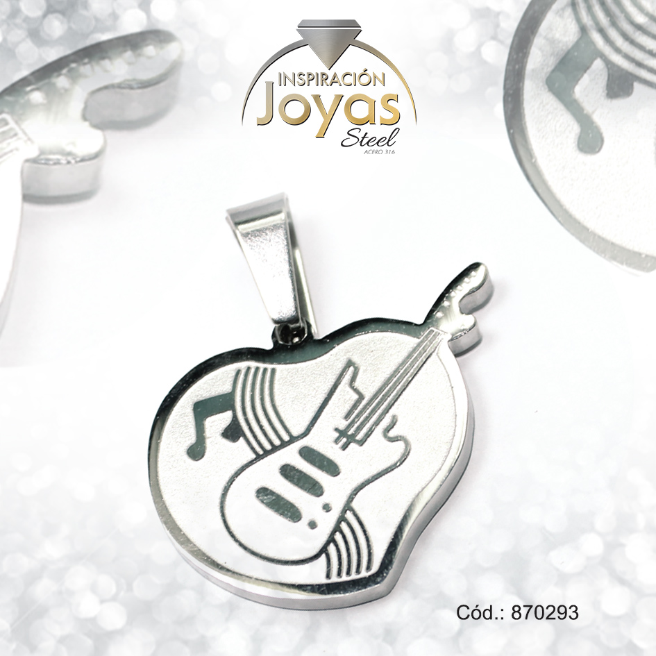 Dije de Acero Variado Plateado Guitarra - 870293