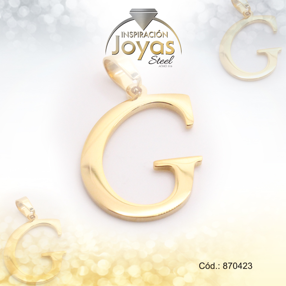 Dije de Acero Letra Dorado G - 870423