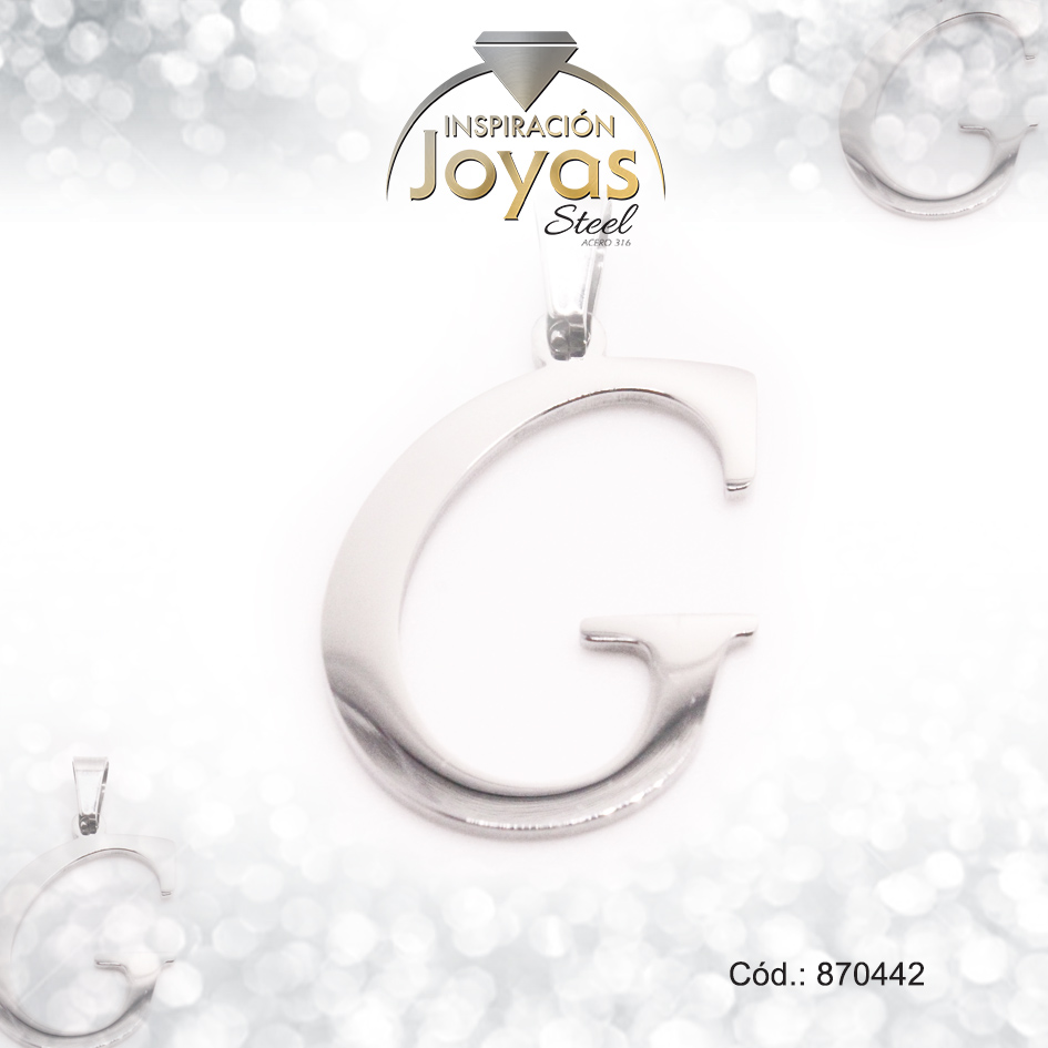 Dije de Acero Letra Plateado G - 870442