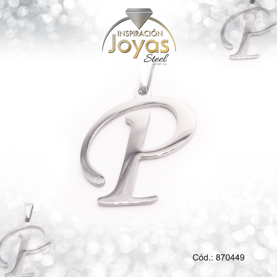 Dije de Acero Letra Plateado P - 870449