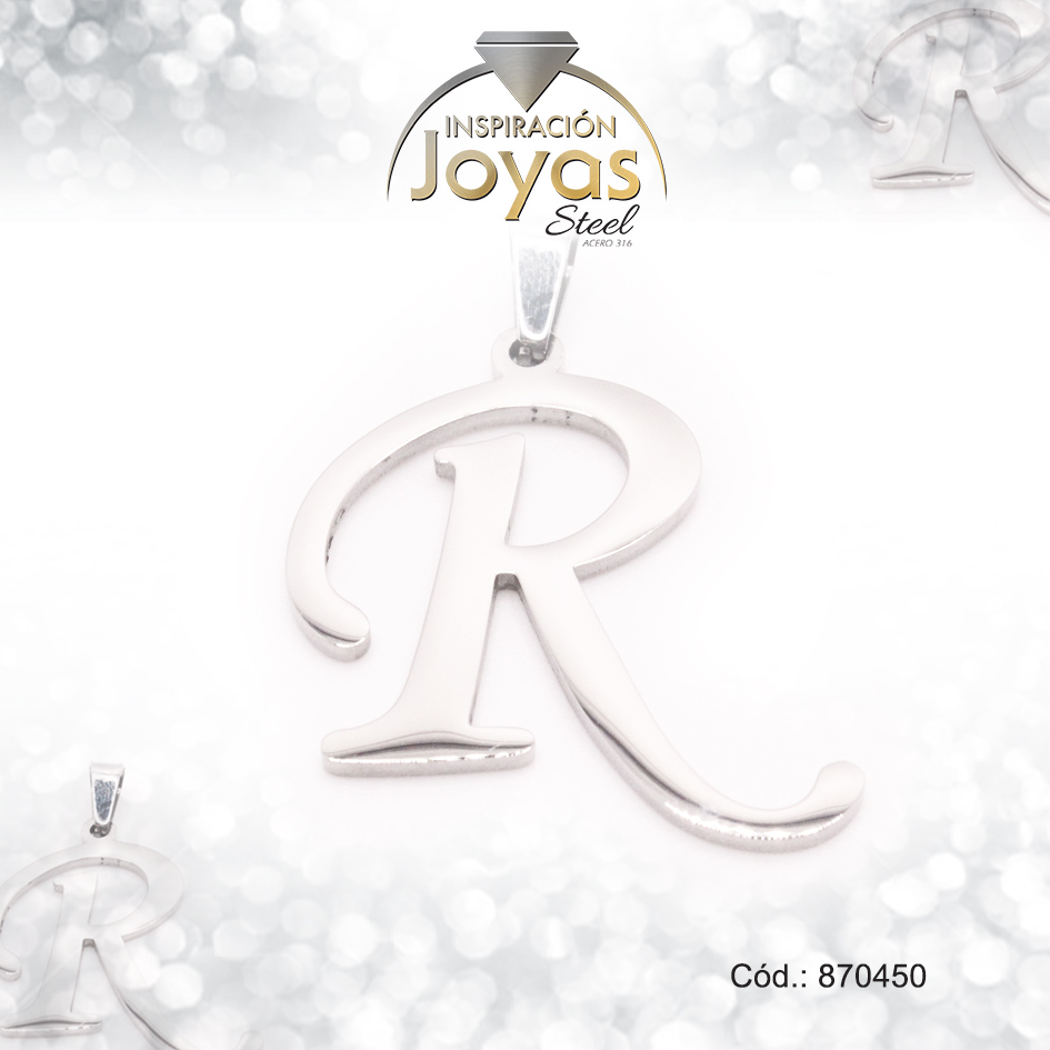 Dije de Acero Letra Plateado R - 870450