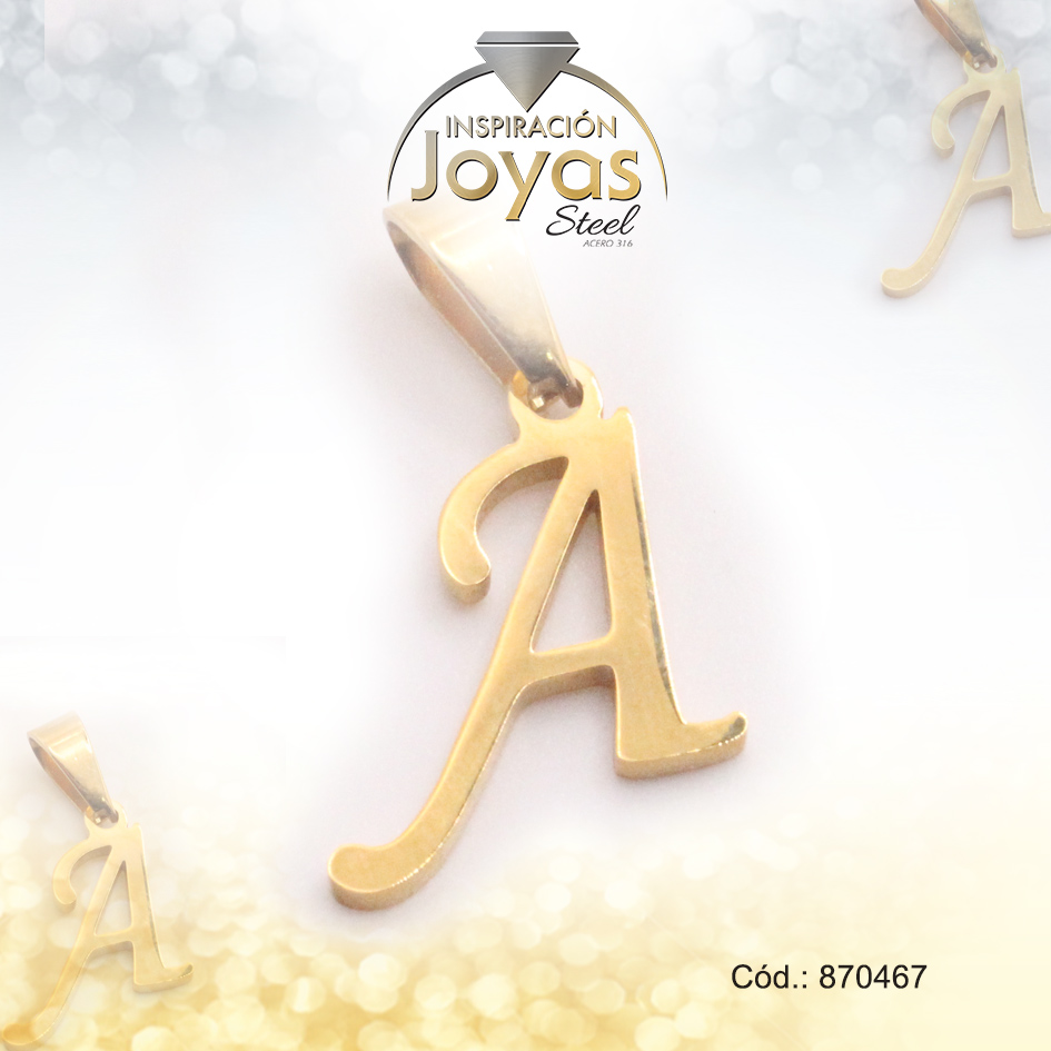 Dije de Acero Letra Dorado A - 870467