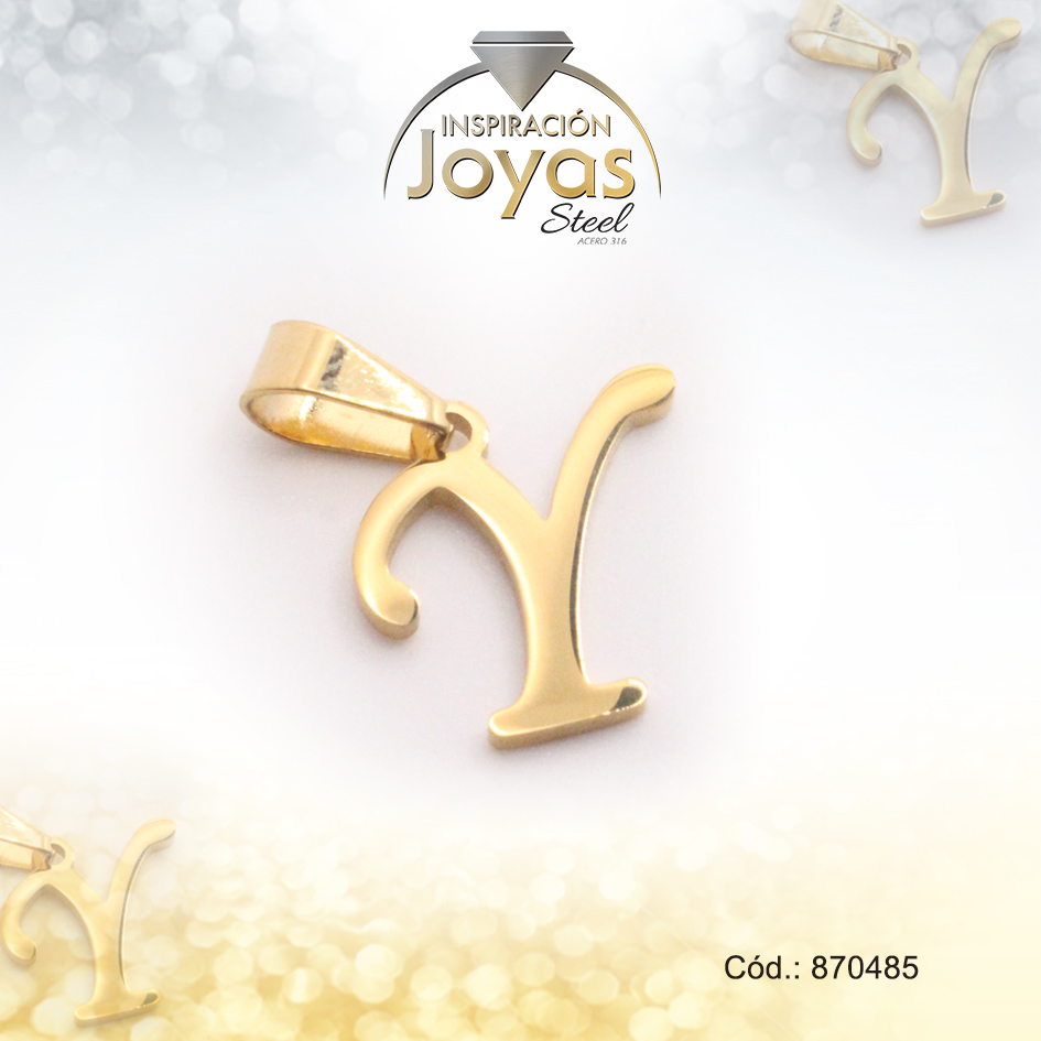 Dije de Acero Letra Dorado Y - 870485