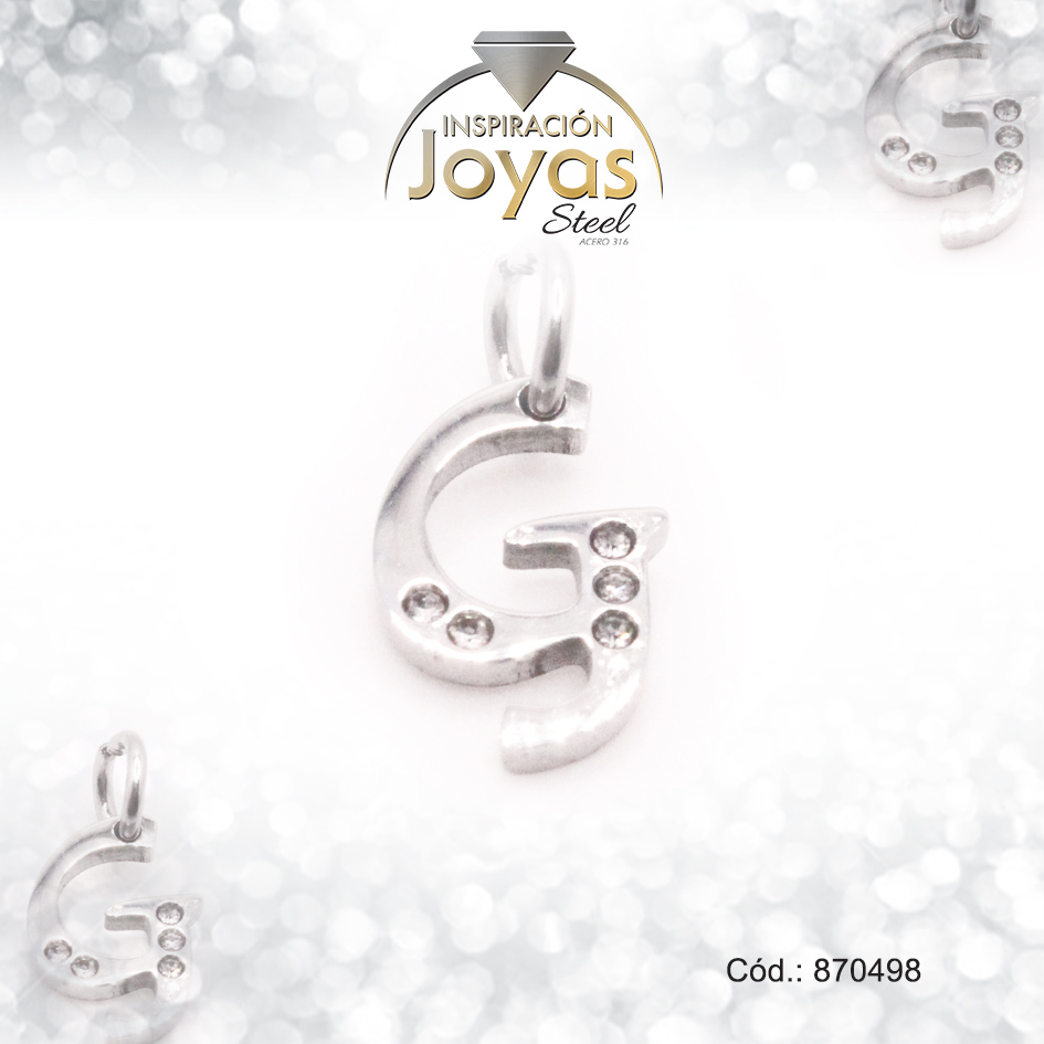 Dije de Acero Letra Circón Plateado G - 870498