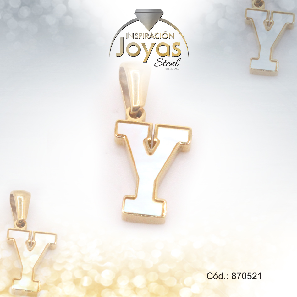 Dije de Acero Letra Nácar Dorado Y - 870521