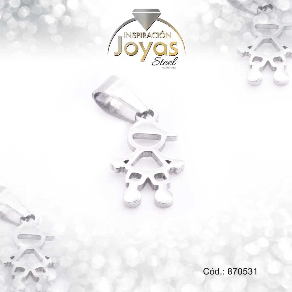 Dije de Acero Variado Plateado Niño - 870531