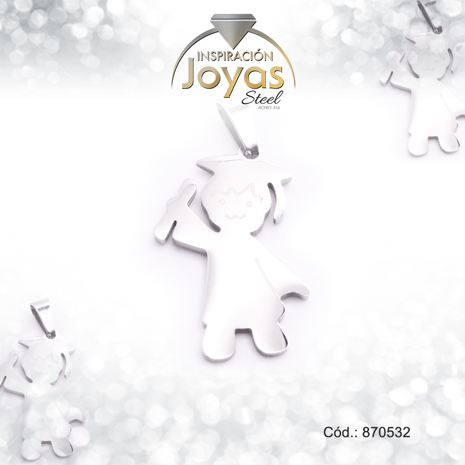 Dije de Acero Variado Plateado Niño - 870532