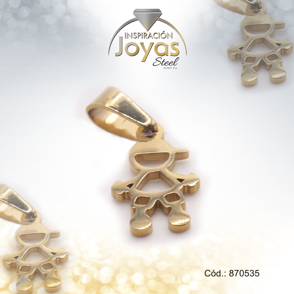 Dije de Acero Variado Dorado Niño - 870535