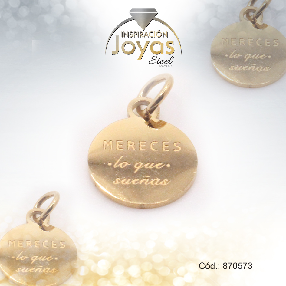 Dije de Acero Variado Motivacional Dorado Círculo - 870573