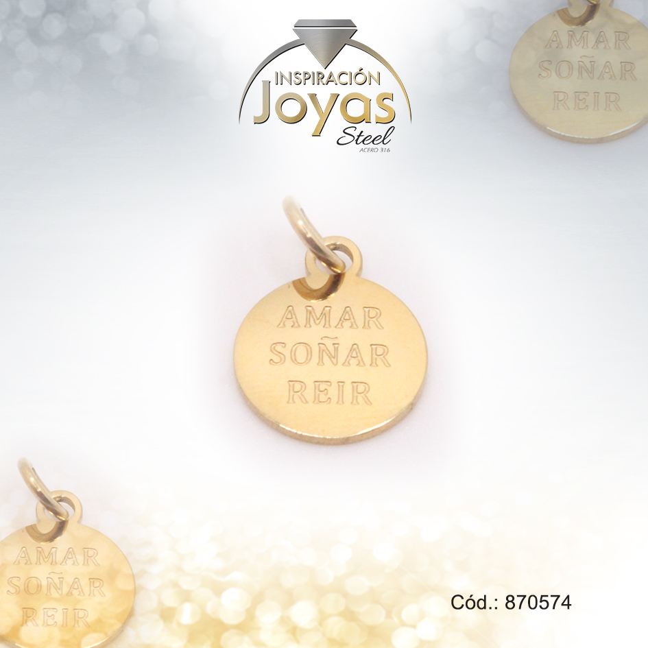 Dije de Acero Variado Motivacional Dorado Círculo - 870574