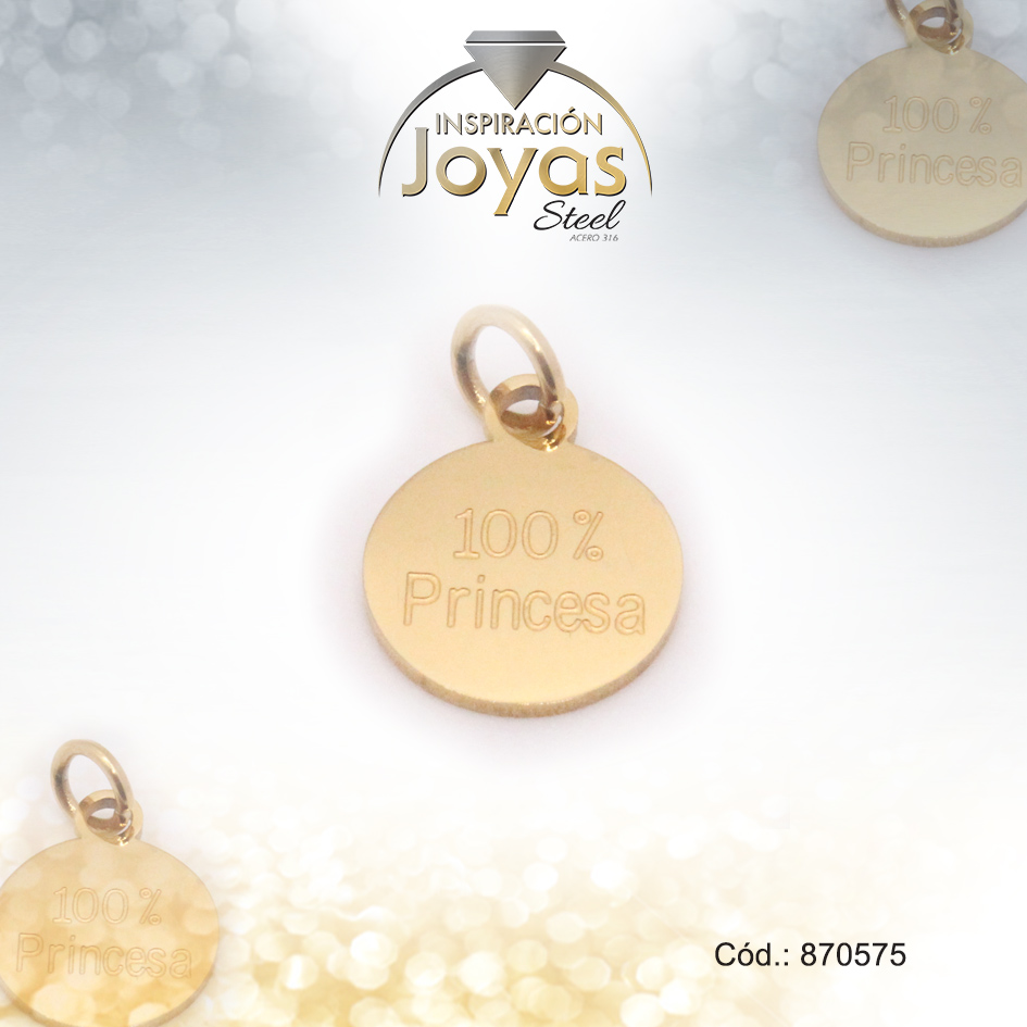 Dije de Acero Variado Motivacional Dorado Círculo - 870575