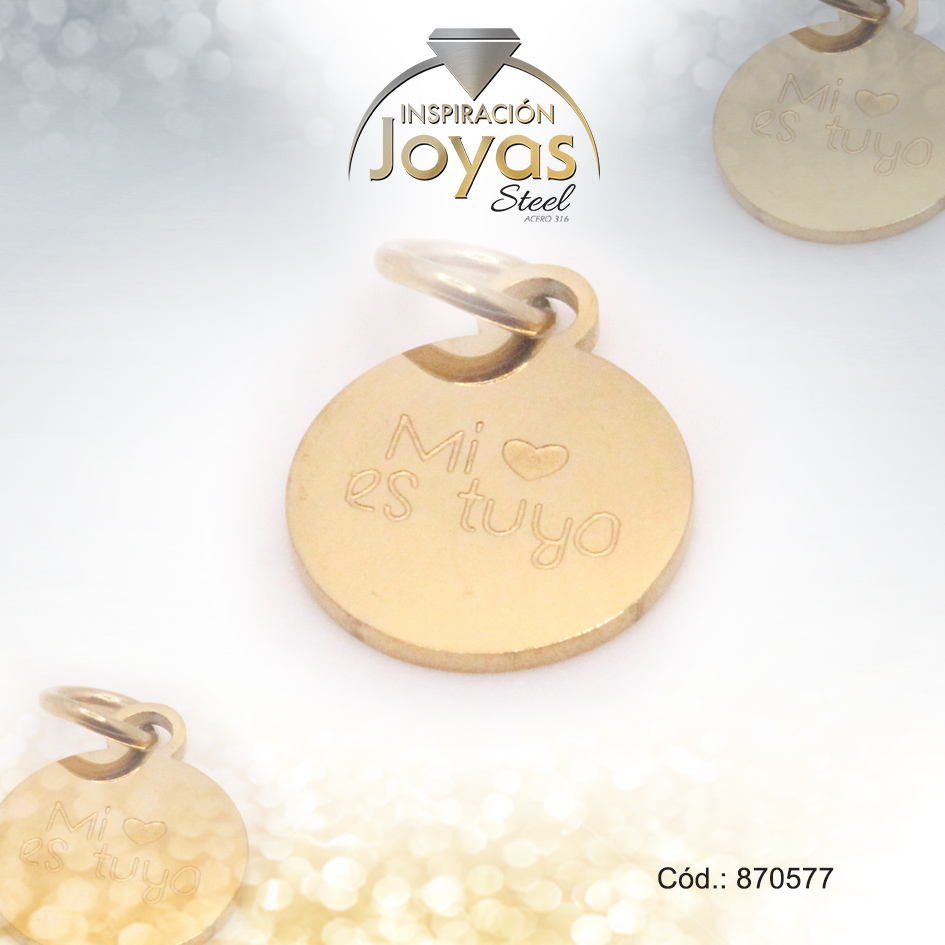 Dije de Acero Variado Motivacional Dorado Círculo - 870577