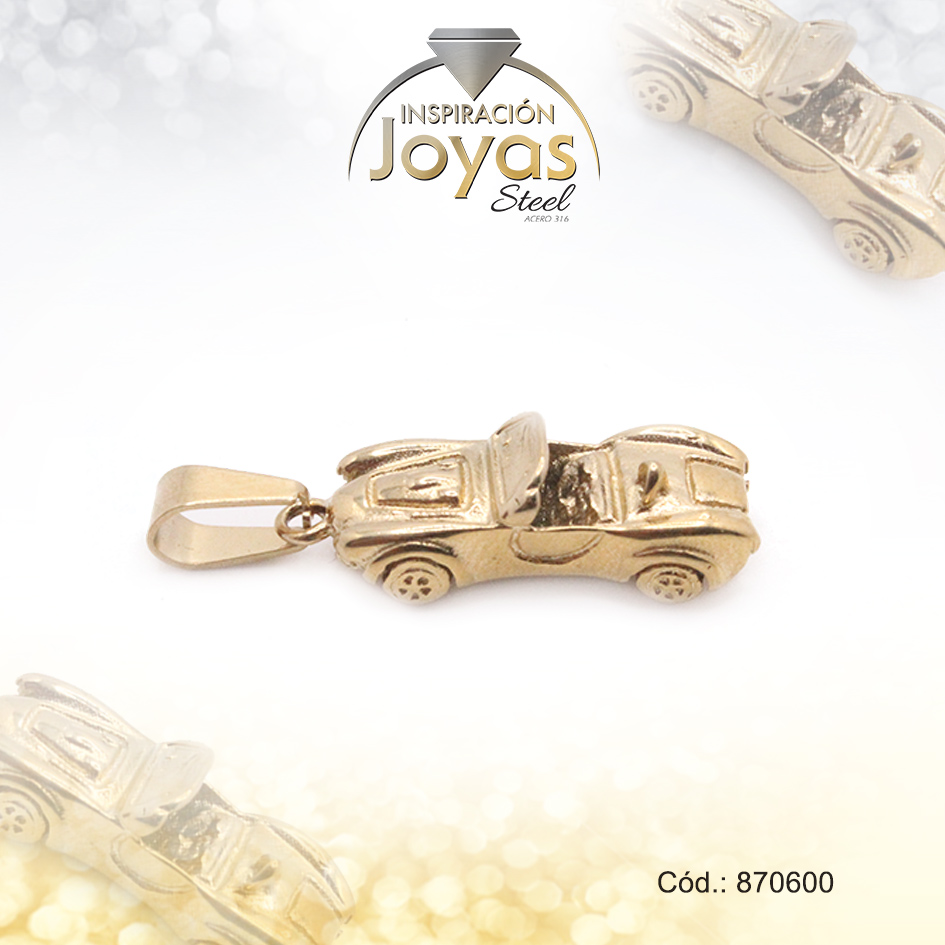 Dije de Acero Variado Dorado Carro - 870600
