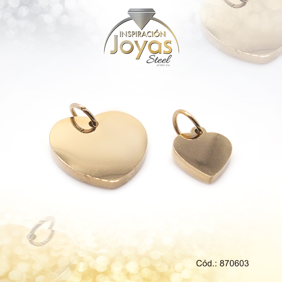 Dije de Acero Tu Y Yo Dorado Corazón - 870603