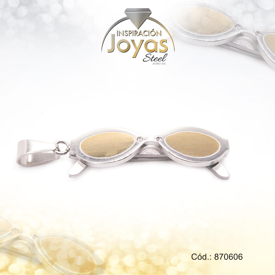 Dije de Acero Variado 2 Tonos Lentes - 870606